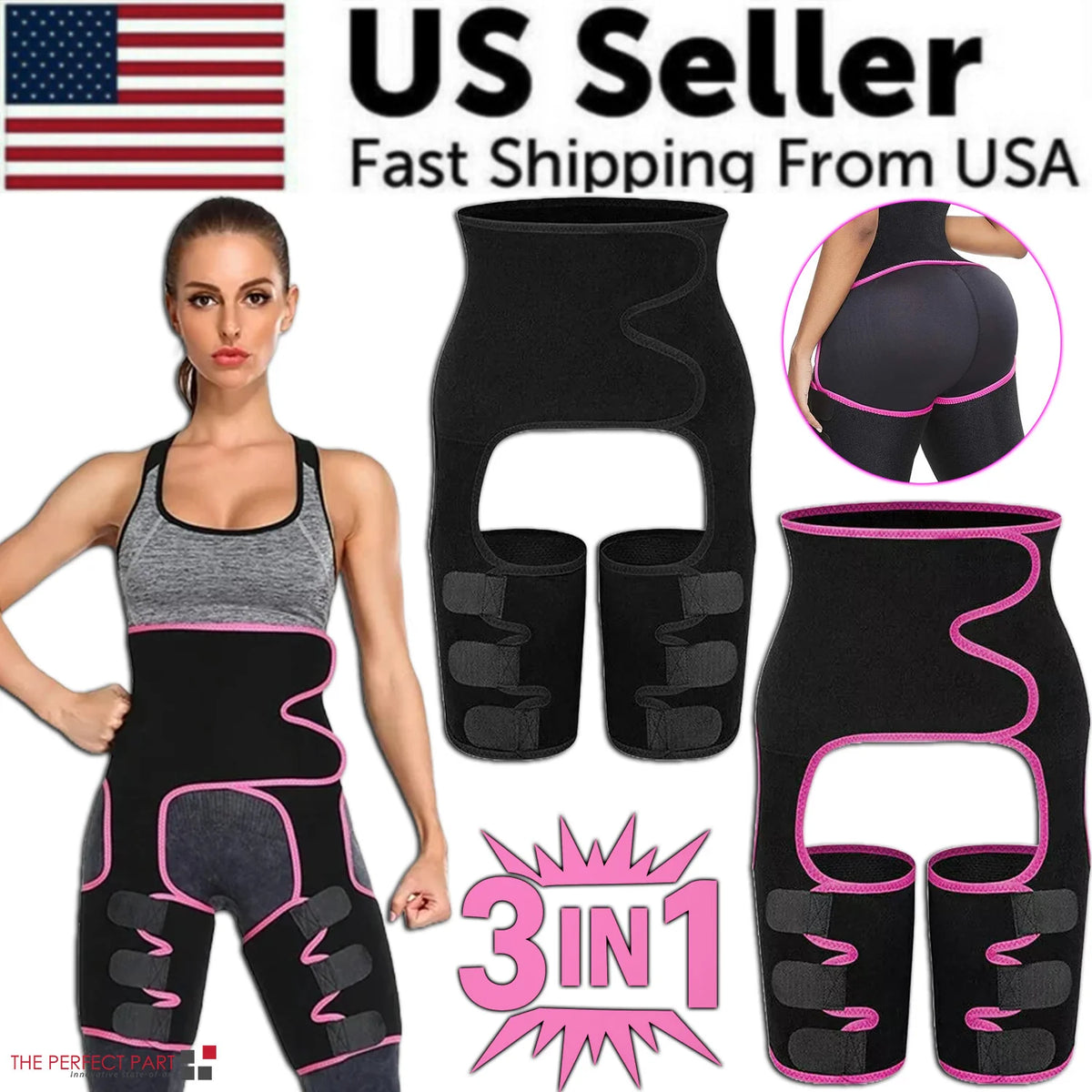 Waist Trainer 3-In-1 Thigh Slimming Body Shaper Trimmer Butt Lifter Shapewear