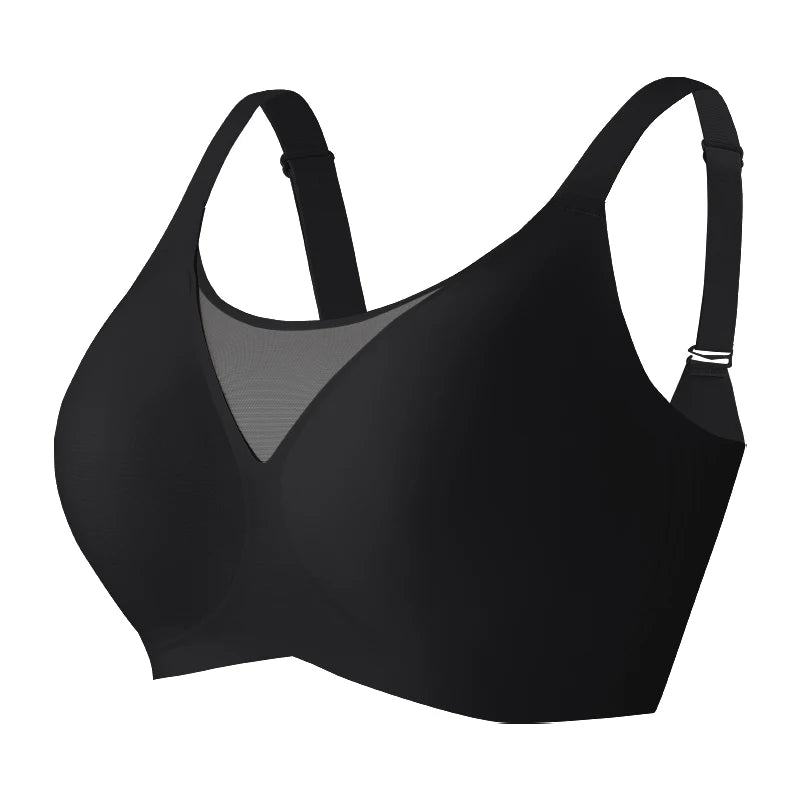 Seamless V-Neck Mesh Push up Full Coverage Wireless Bra Women'S Soft Comfortable Underwear 7846