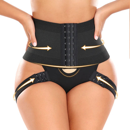 Velora LiftForm™ black waist shaper with adjustable hook-and-eye compression